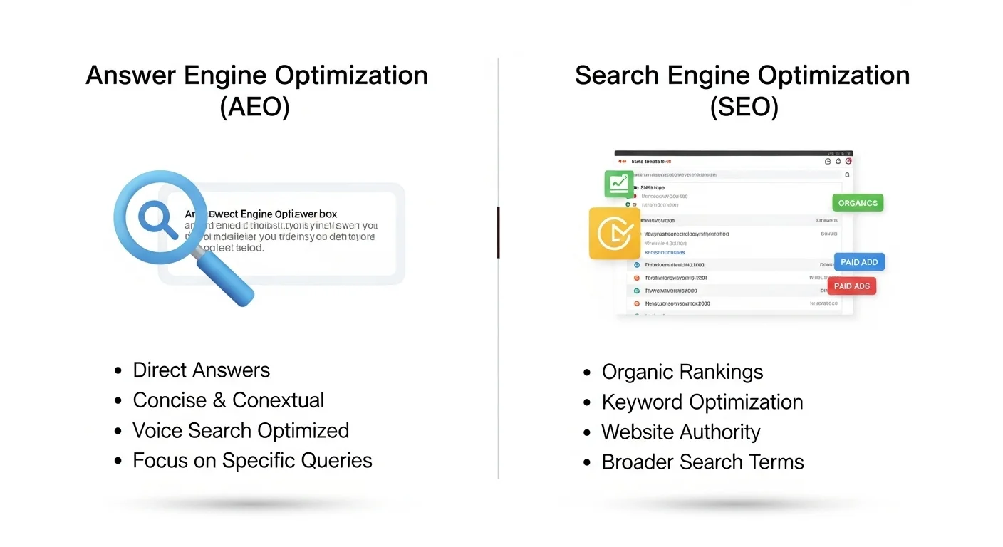 답변 엔진(AEO) vs 검색 엔진(SEO): 마케팅 전략 총정리
